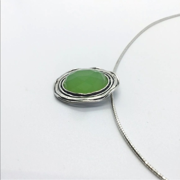 DIDAE ISRAEL FACETED GREEN QUARTZ STERLING SILVER PENDANT COLLAR CHAIN N… - Picture 5 of 7